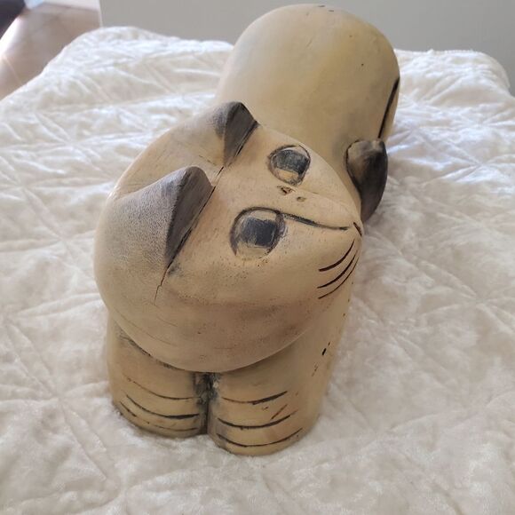 Hand Carve Wood Cat - Picture 3 of 10